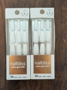2 Pack Nailbliss Salon Gel Press-On Nails in White - 60 Nails